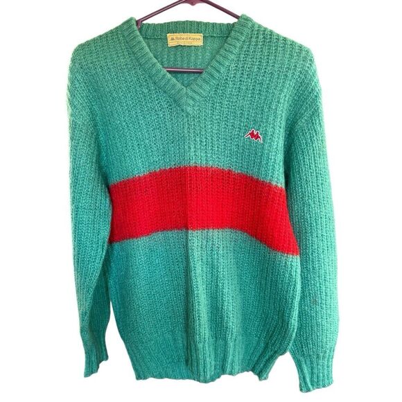 Vtg Robe Di Kappa Sweater Women's Sz M Red Green Mohair Wool Blend Made In Italy - Picture 1 of 9